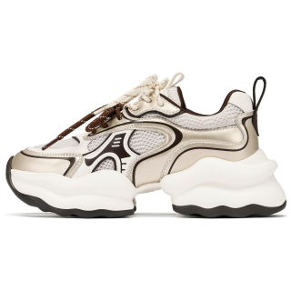 73Hours Coconut Milk Jelly Fabric Slip Resistant Abrasion Resistant Low top Chunky Sneakers Women's Gold Gray