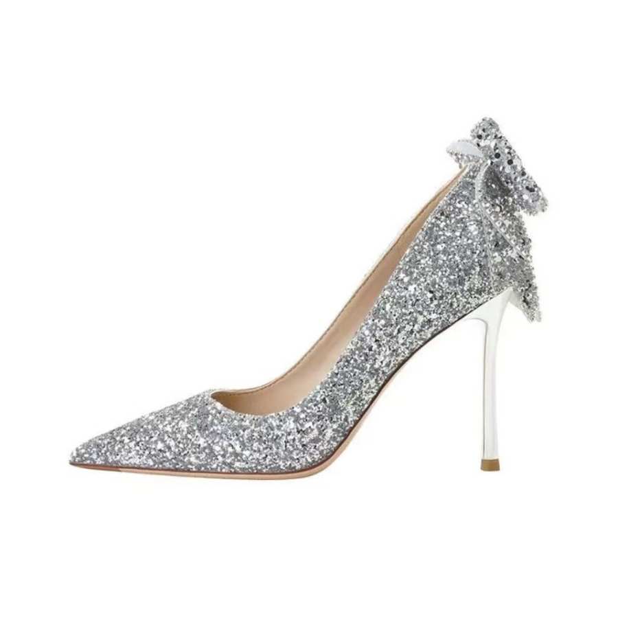 WOXXXN Fashion Footwear WOXXXN Slim Heel High Heels Women's Silver