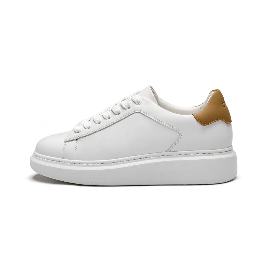 J.BENATO Cow Leather Lightweight Low top Skateboard Shoes Men's White