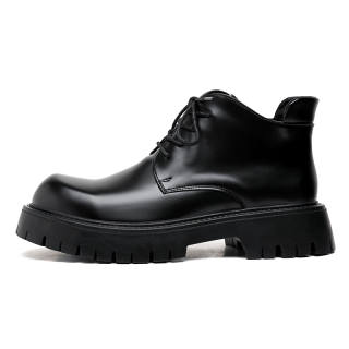 MOXU Cow Split Leather Short Combat Boots Men's Black