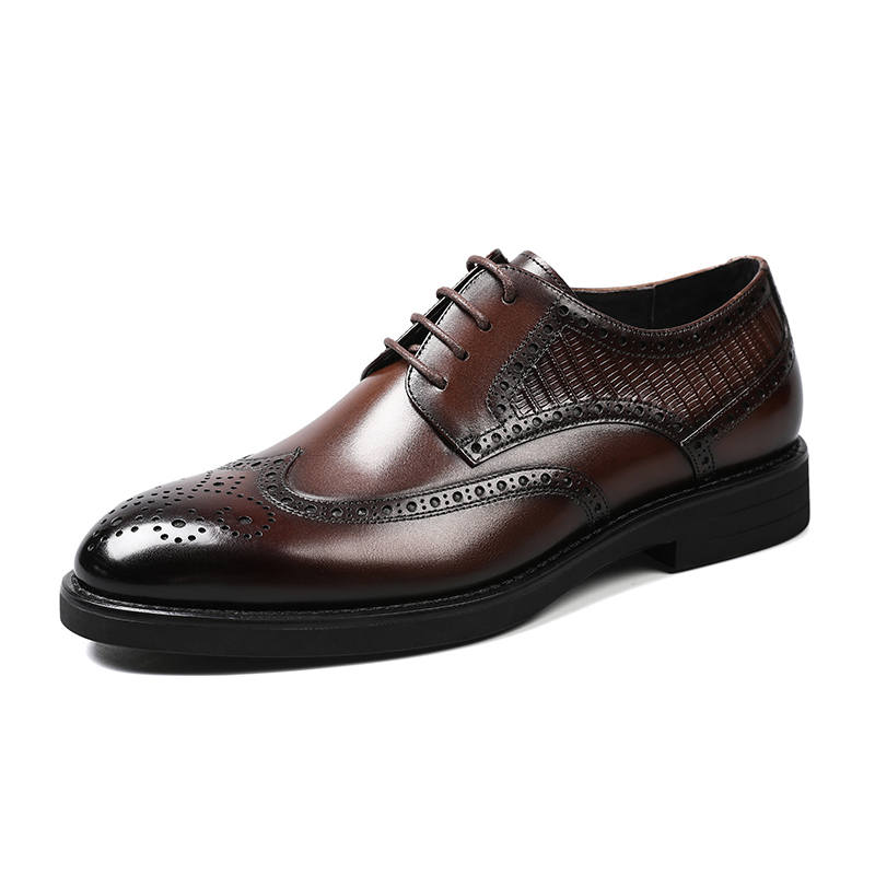 WEISHIBANGWEI Top Grain Cow Leather Dress Shoes Men's Black