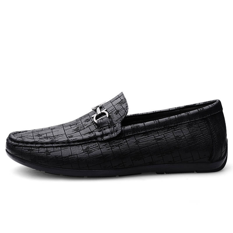 YIMINU Top Grain Cow Leather Men's Casual Shoes Men's Black