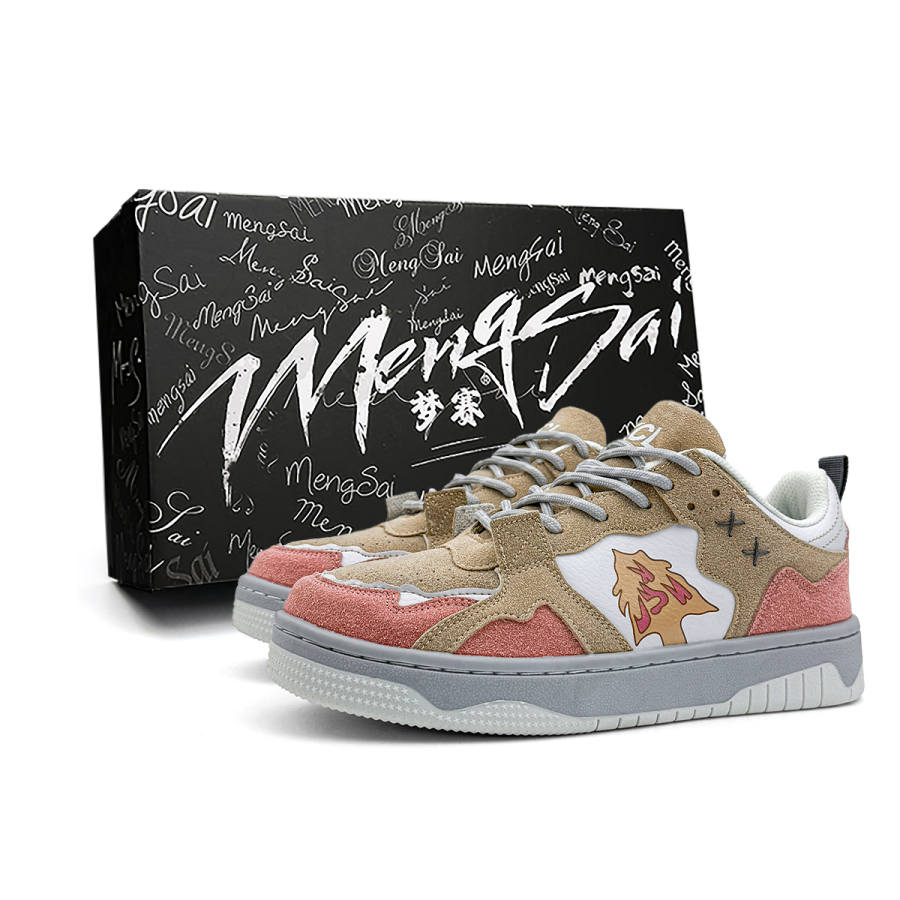 Mengsai Slip Resistant Cushioning Slip Resistant Cushioning Low top Skateboard Shoes Unisex Gray Pink