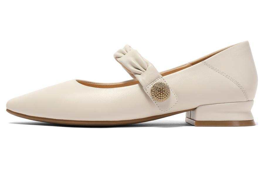 BELLE Sheepskin Block Heel Mary Jane Shoes Women's
