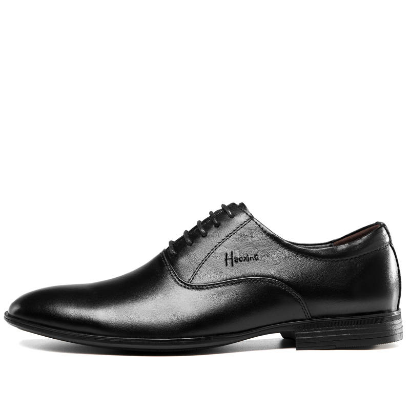 HAOXING Top Grain Cow Leather Dress Shoes Men's Black