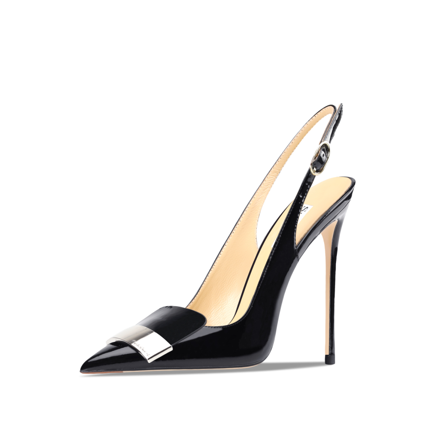 Suyymakk Patent Leather One Strap Sandals Ultrahigh Women's Black