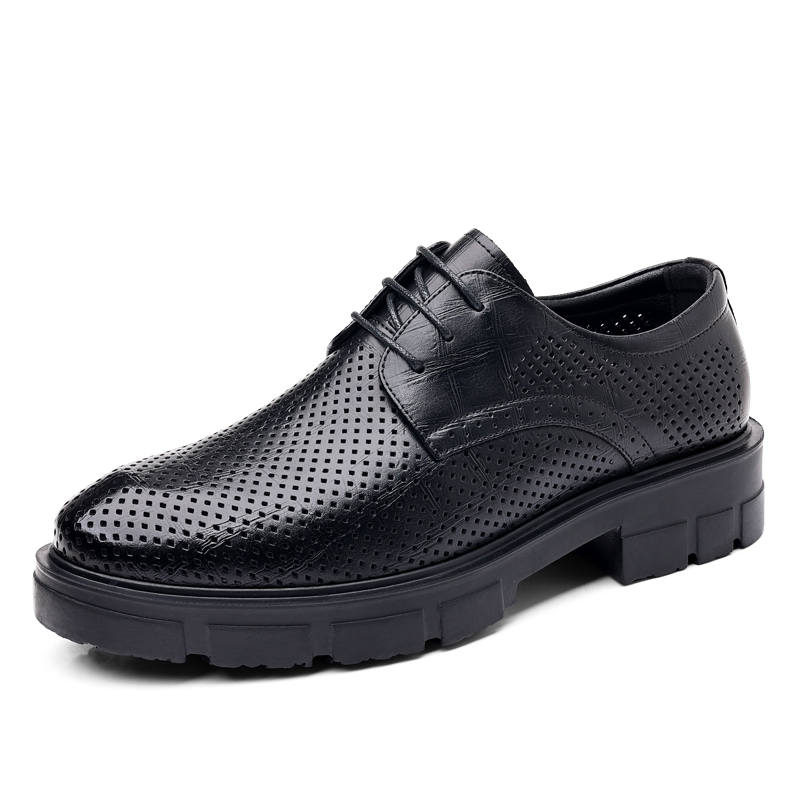 Shanpijiang Cow Split Leather Casual Shoes Men's Black