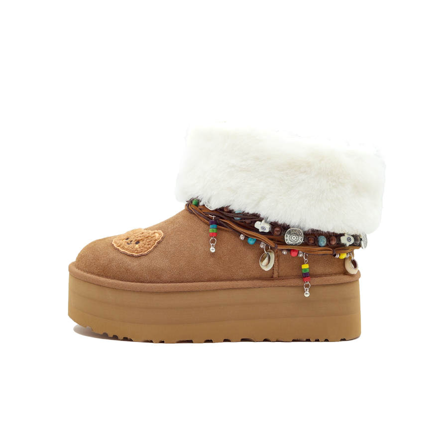 UGG UGG Cow Split Leather Thermal Short Snow Boots Women's Chestnut