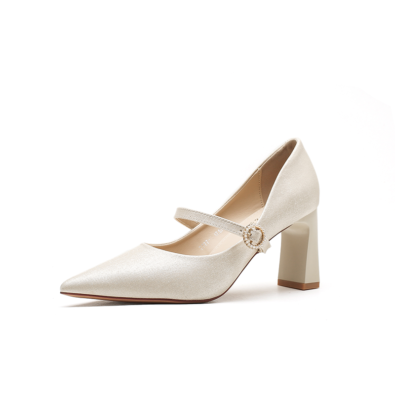 Zubumei Fabric Chunky Heel High Heels Women's