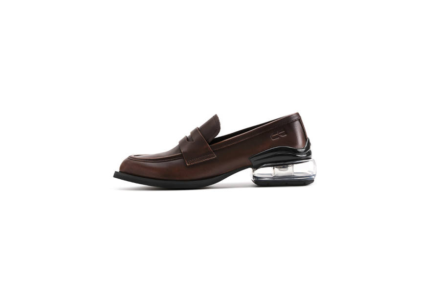 CHOCO CONCERT Square Cow Leather Air Cushion Loafers Women's Black