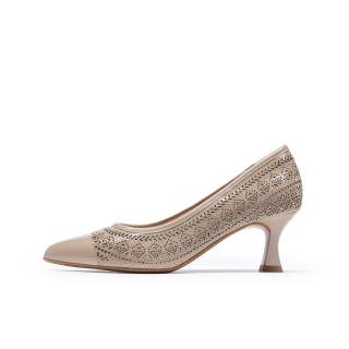 Chrisdien Deny Flared Heel High Heels 6CM Women's Apricot