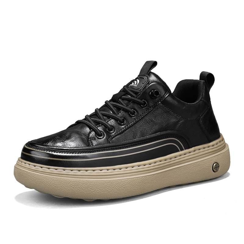 YEARCON Casual Shoes Men's Mid Top Black, Chestnut Brown