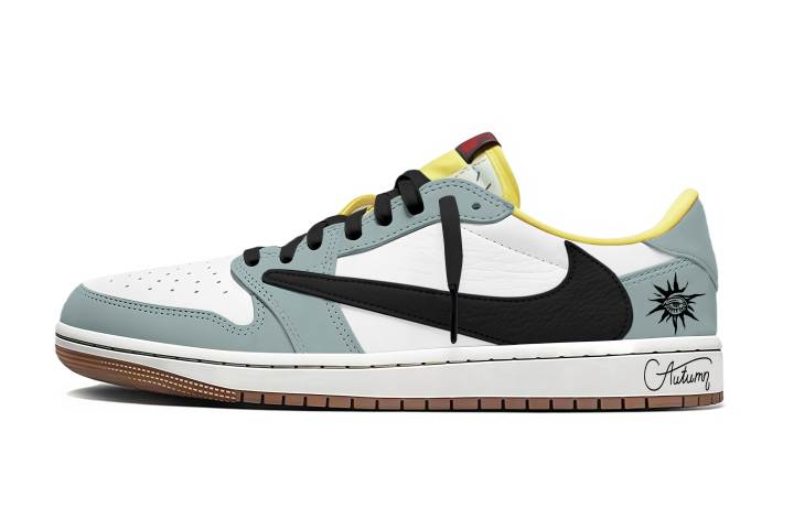 Jordan Travis Scott x Jordan Air Jordan 1 Blue Flame, Travis Scott X AJ1 Abrasion Resistant Breathable Low top