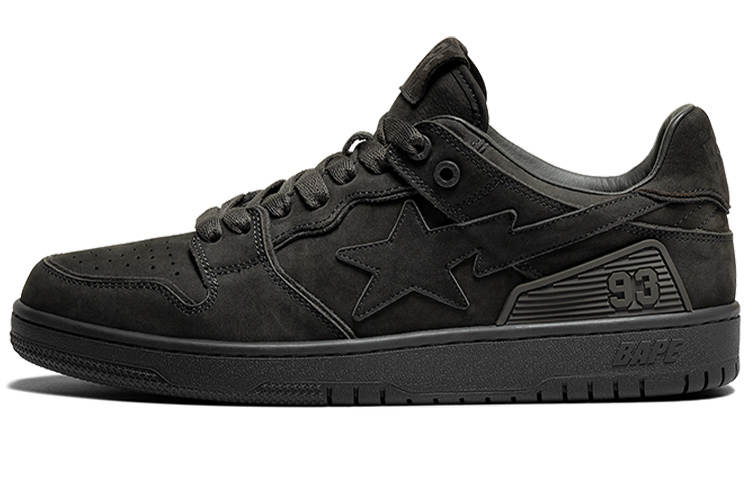 A BATHING APE SK8 STA URBAN FALL Leather Stylish Skateboarding Shoes Men's Black