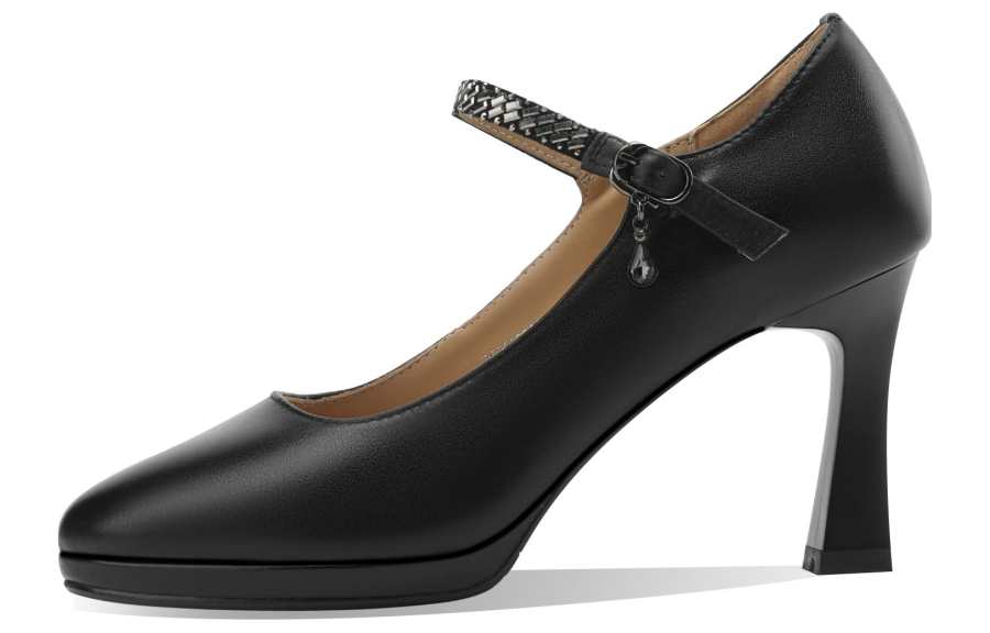 BOERDIQI Leather Chunky Heel High Heels 8cm Women's