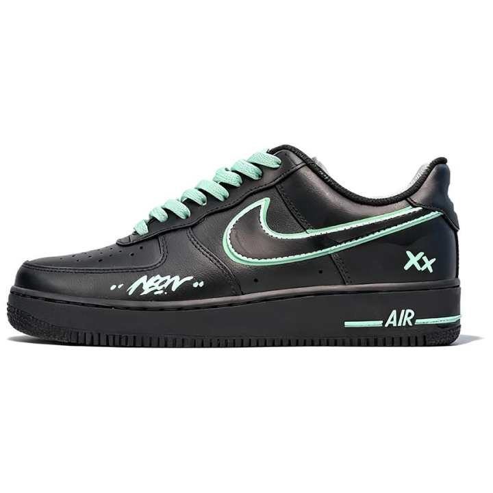 Nike Nike Air Force 1 GS Dark Night Fluorescent GM Dark Rebirth, Graffiti Couple Abrasion Resistant Low top Skateboard Shoes