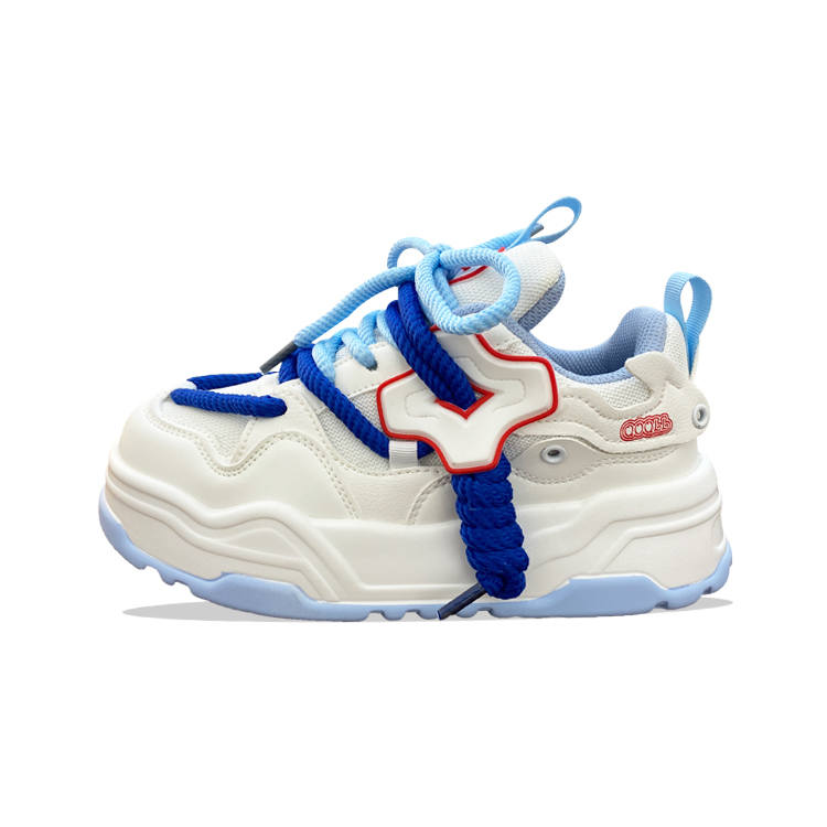 XLAIII Textile, Synthetic Leather Slip Resistant Abrasion Resistant Low top Casual Shoes Unisex White Blue