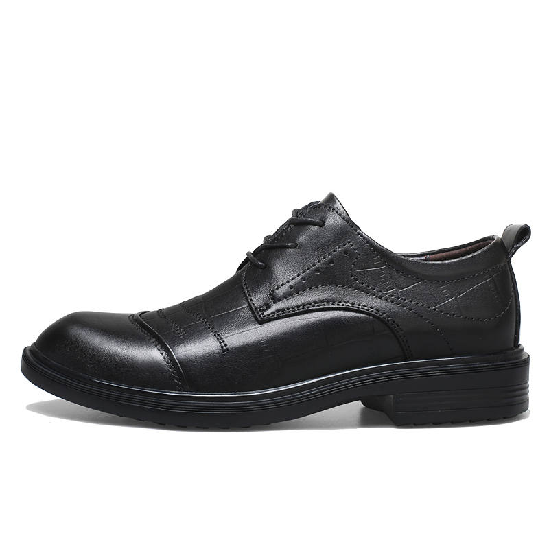 YIMINU Casual Leather Shoes Men's Low Top Black