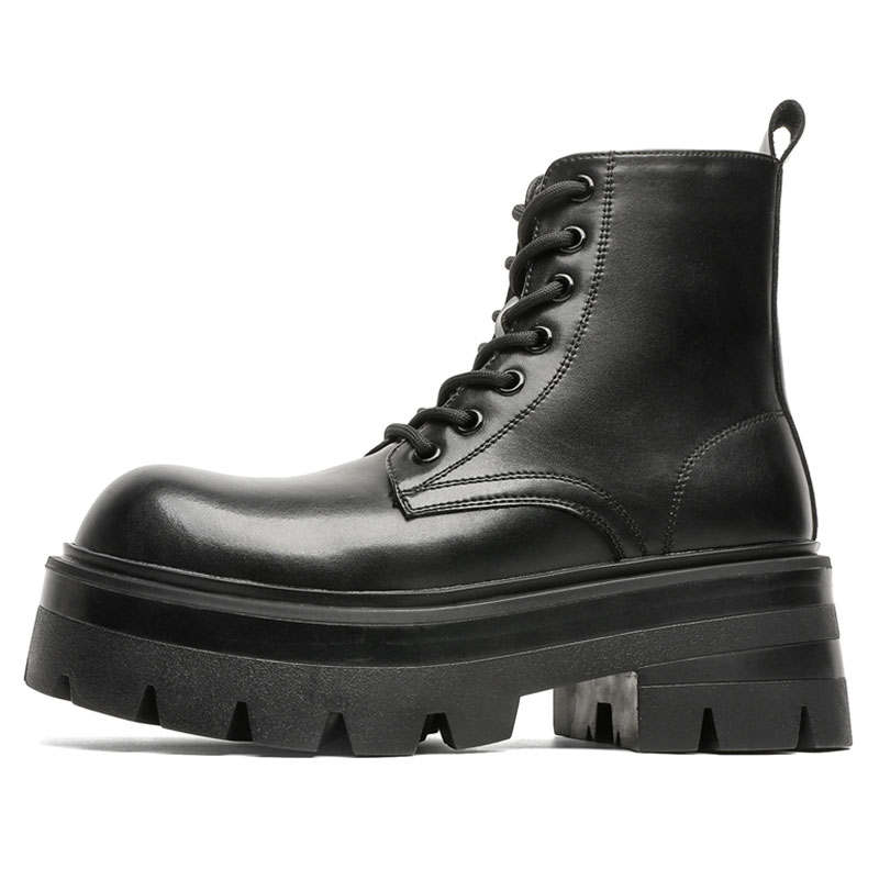 KAQIAODI Microfiber Leather Short Combat Boots Men's Black