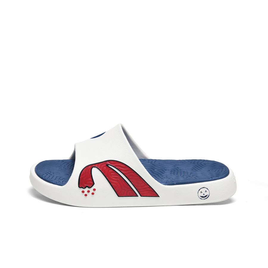 DUANGOU Quiet Odor Resistant Massage Slide Slippers Unisex White Blue