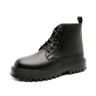 SOBB Microfiber Leather Short Combat Boots Men's Black
