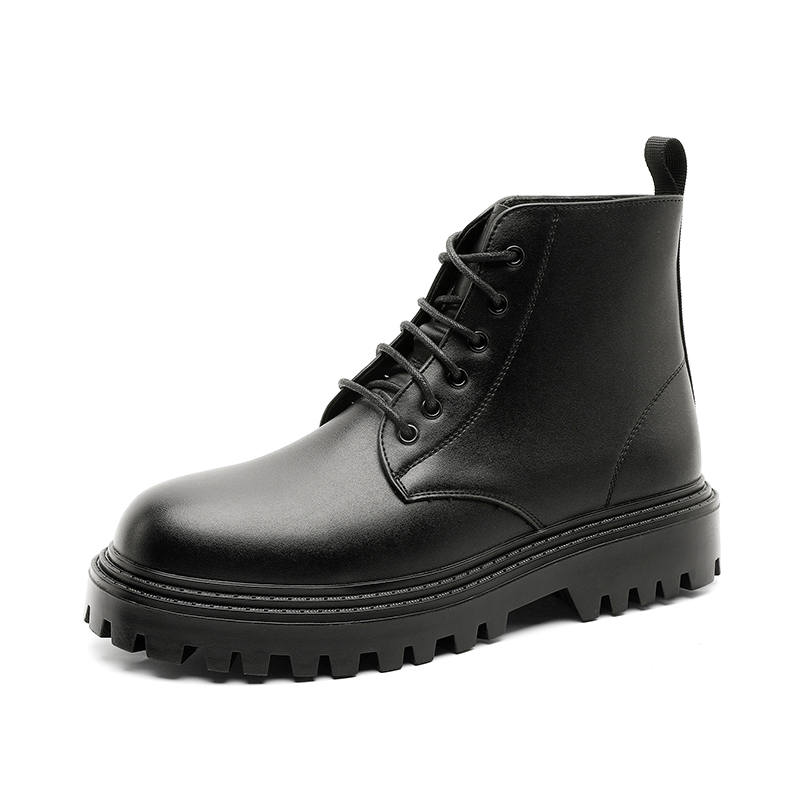 SOBB SOBB Microfiber Leather Short Combat Boots Men's Black
