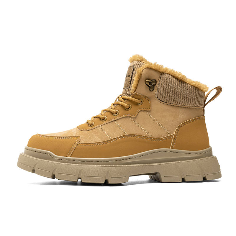 G.N.SHIJIA Synthetic Leather Short Combat Boots Men's Yellow