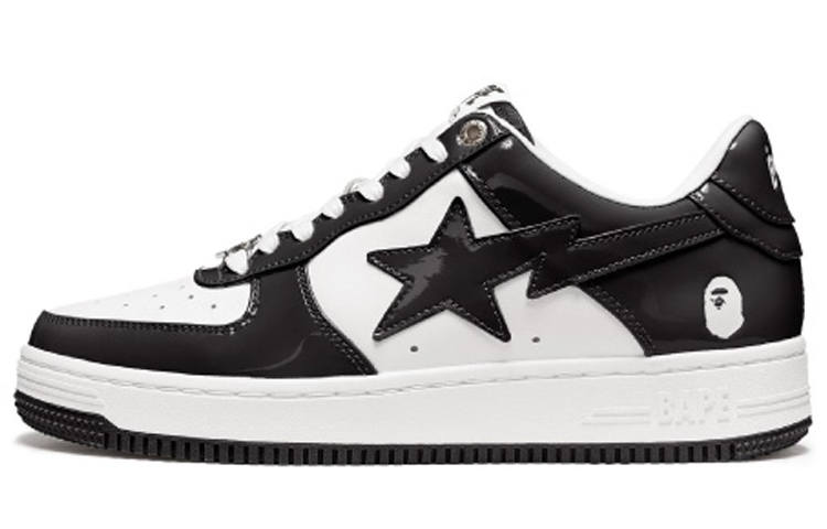 A BATHING APE STA Low top Stylish Skateboarding Shoes Unisex Black White
