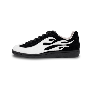 SYMBOLS OF LIGHT Sheepskin Low top Skateboard Shoes Men's Black White