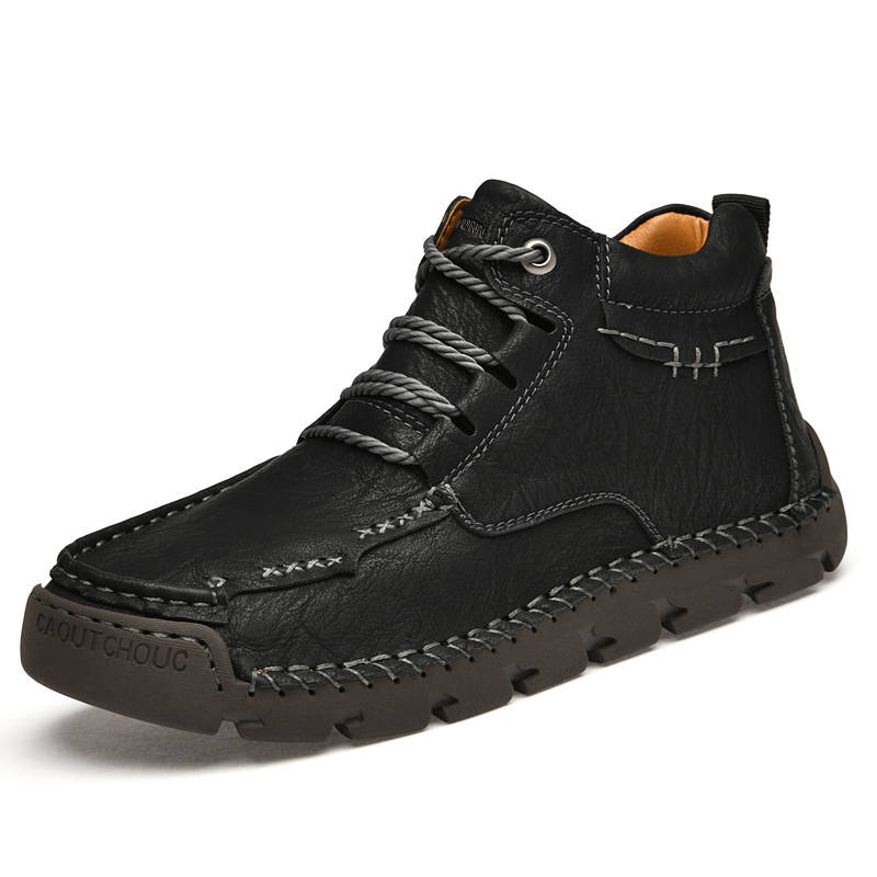 DUNNU Casual Leather Shoes Men's Low Top Black