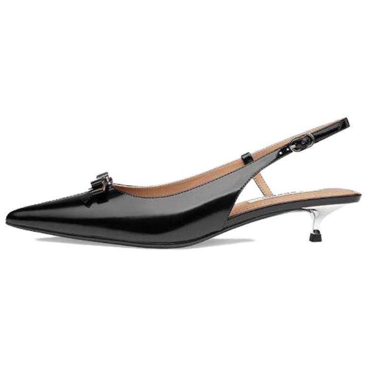 73Hours Iced Jasmine Cow Leather Slim Heel High Heels 3cm Women's Black/Silver
