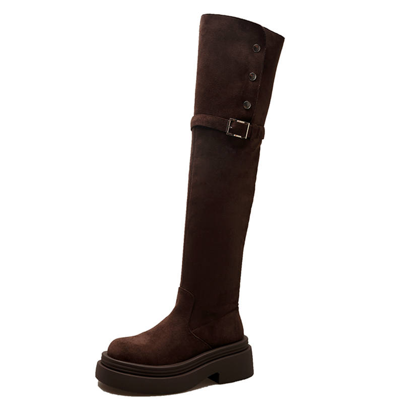 YIYIQIN Suede Fashionable And Versatile, Platform Fleece Lined Over the knee Boots 5CM Women's