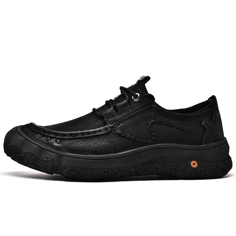 JIGONGYANG Casual Leather Shoes Men's Low Top Black/Brown