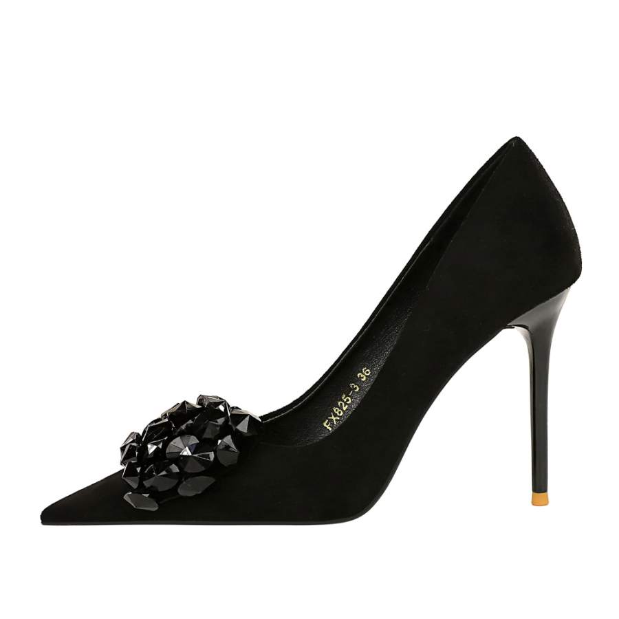QITUMAUL Suede Slim Heel High Heels 9cm Women's