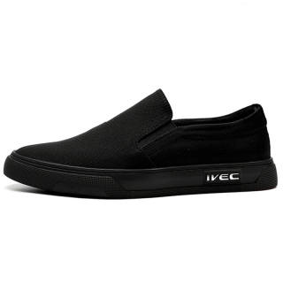 LUOMENG Slip Resistant And Breathable Slip Resistant And Breathable Low top Canvas Shoes Men's Black