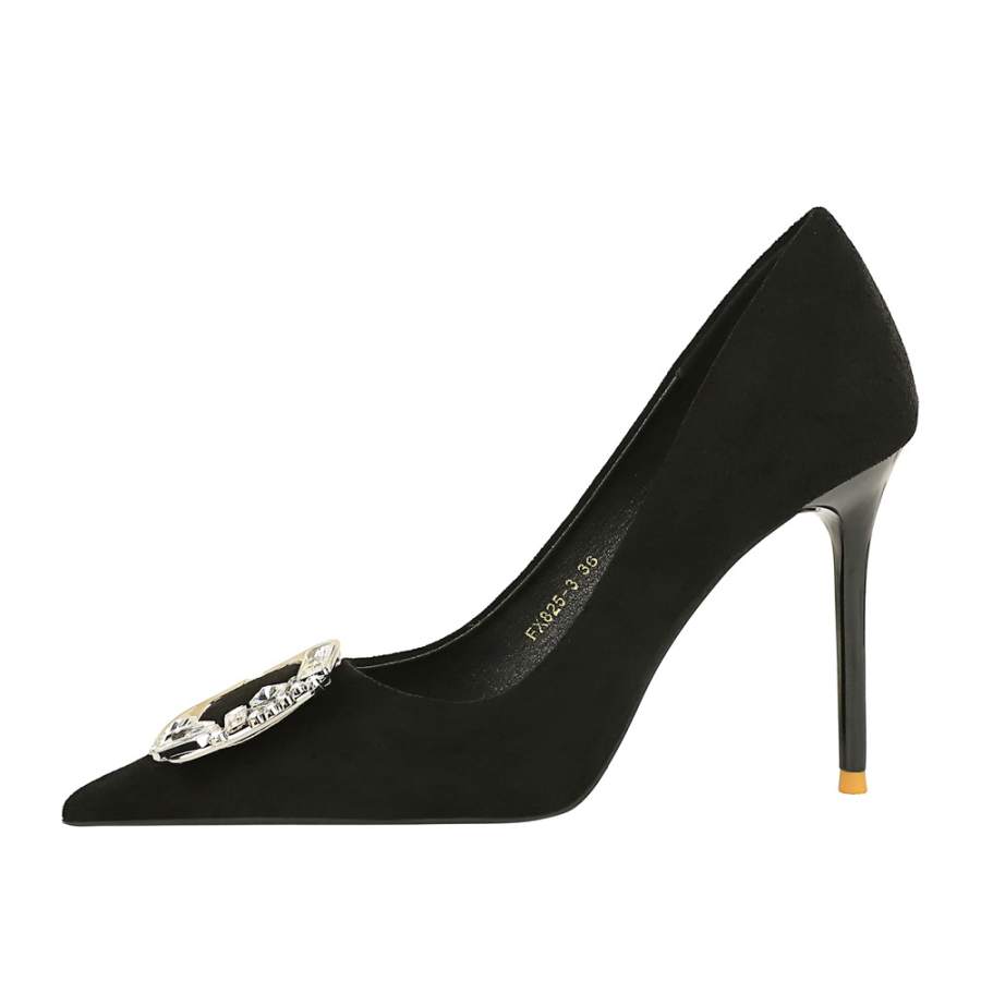 QITUMAUL Suede Slim Heel High Heels 9cm Women's