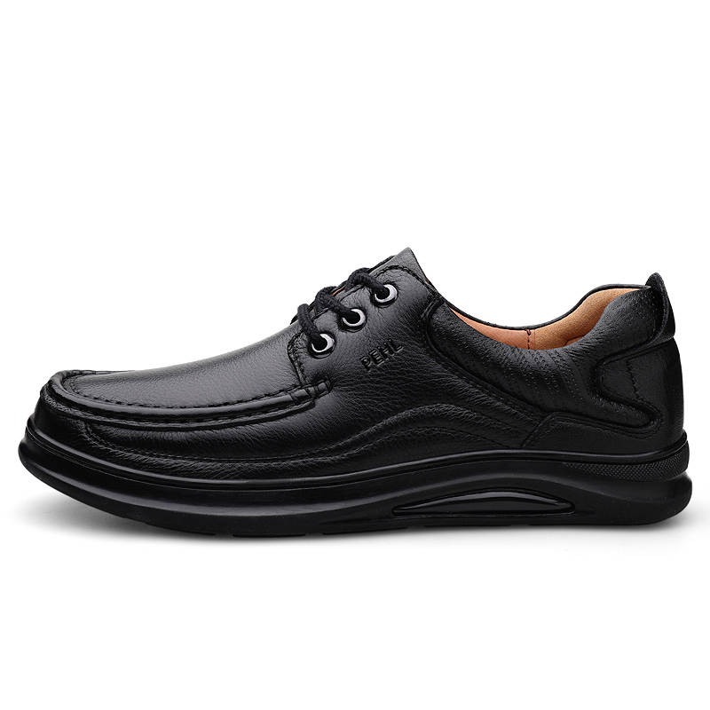 PEHL Top Grain Cow Leather Casual Leather Shoes Men's Black