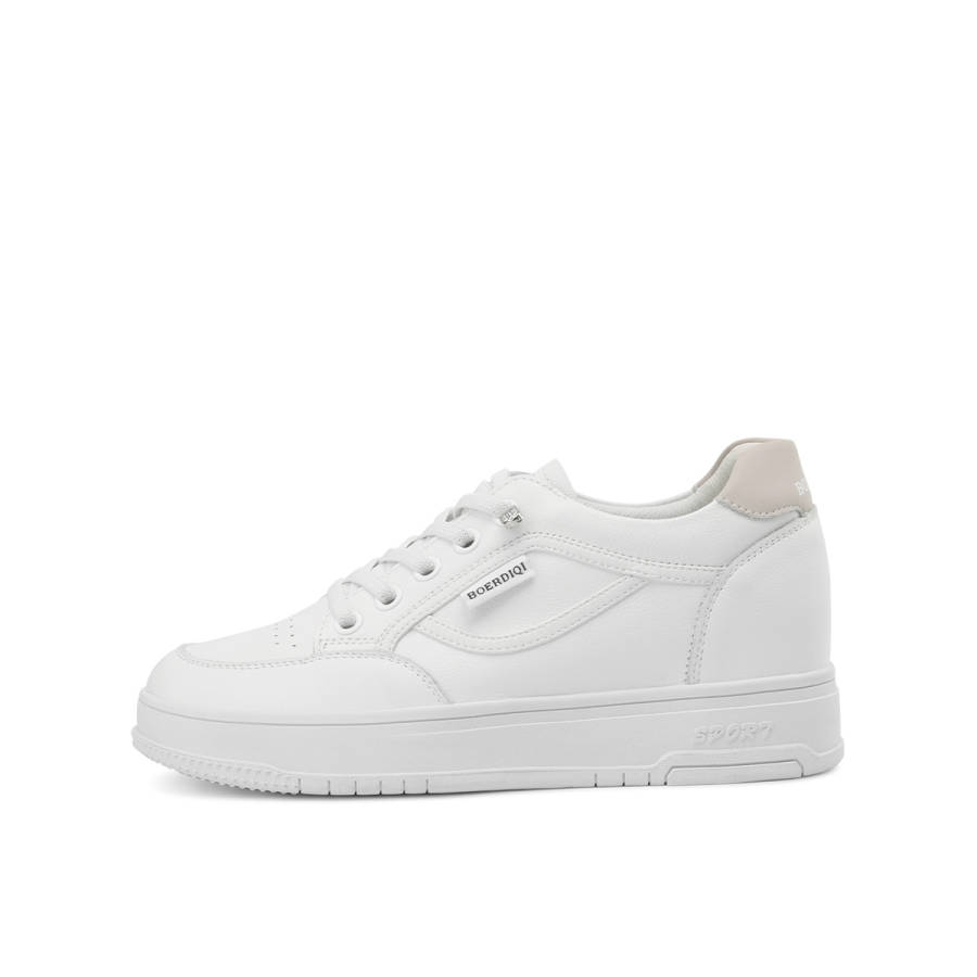 BOERDIQI Cow Leather Breathable Height Increasing Breathable Height Increasing Low top Skateboard Shoes Women's