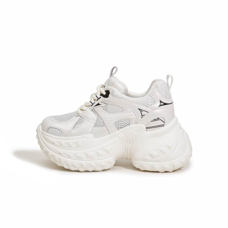 MILANLIANGE Abrasion Resistant Breathable Low top Chunky Sneakers Women's White