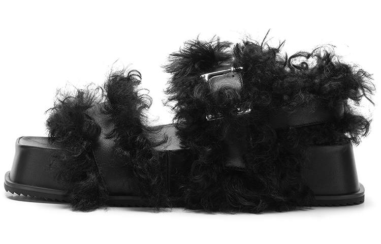 Lost In Echo Calfskin Stylish Sandal 4cm Women's Black