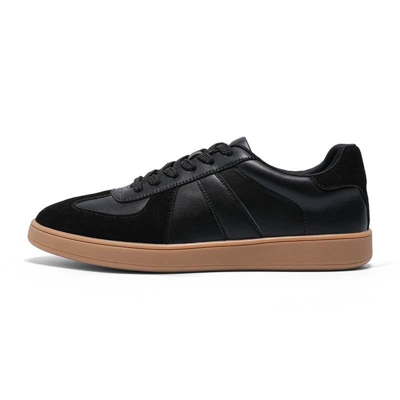 NAVIGARE Microfiber Leather Height Increasing Low top Skateboard Shoes Men's Black
