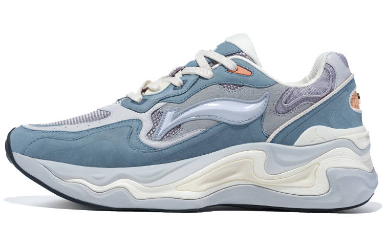 LI-NING 1990 LI NING 1990 Lava Slip Resistant Abrasion Resistant Low top Sports Casual Shoes Men's Gray Blue