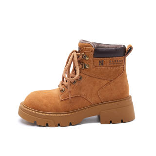 HARSON Cow Suede Short Combat Boots Women's