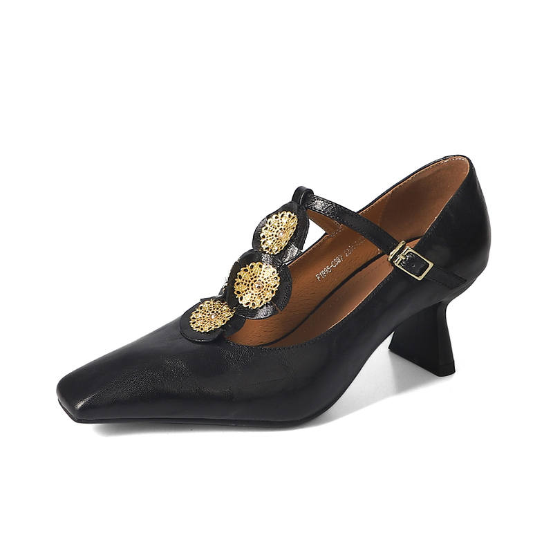 Echo&yolo Sheepskin Chunky Heel Mary Jane Shoes 6m Women's