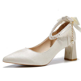 XIAOHONGREN Pu Chunky Heel High Heels Women's Champagne