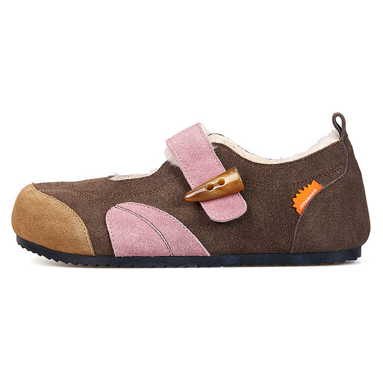 Joy&Mario Cow Split Leather Fleece Lined Slip on, Commute Versatile Minimalist Style Low top Casual Shoes Women's