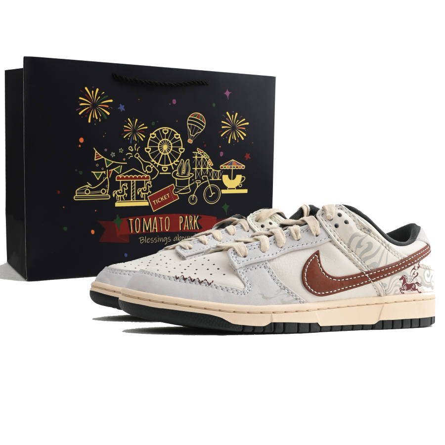 Nike Nike Dunk The Red Steed Soars Into The Clouds Abrasion Resistant Low top Skateboard Shoes Men's Ecru