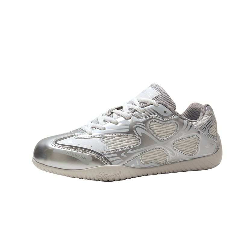 STUR YSN Synthetic Leather Low top Casual Shoes Unisex Silver Gray
