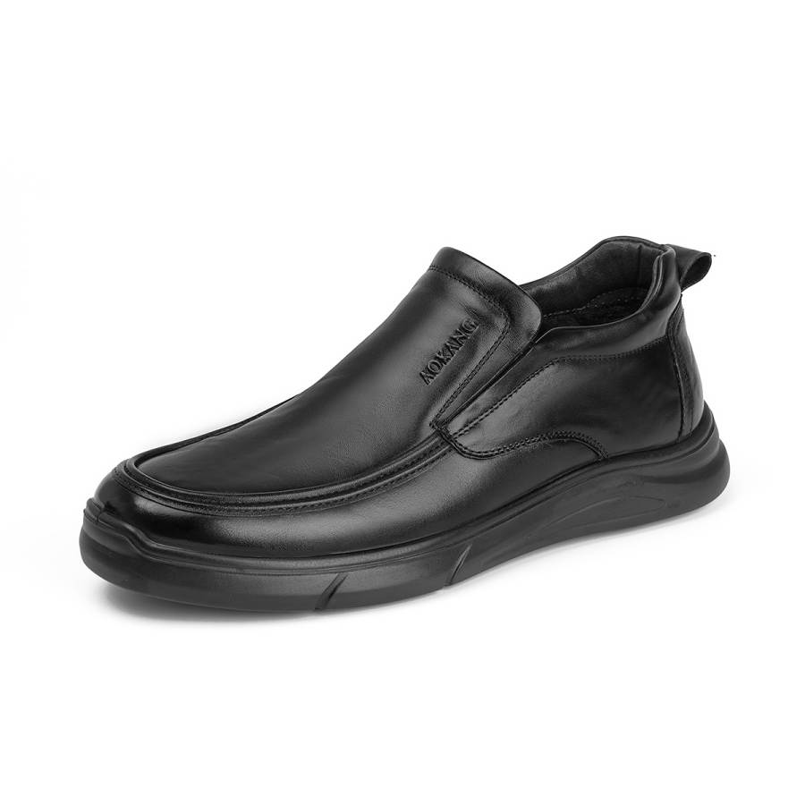AOKANG Old Money Style Business British Style Fleece Lined Comfortable Casual Leather Shoes Men's Black