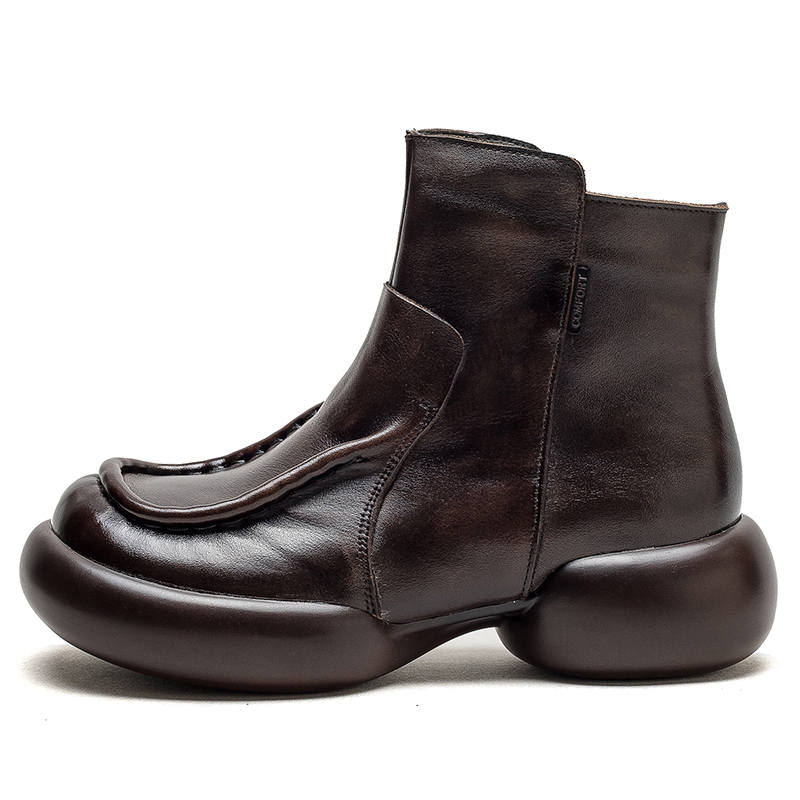 JIEZHOU Top Grain Cow Leather Ankle Boots 5CM Women's